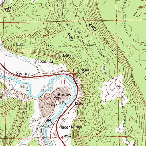 Topographic Map of Adak Mine, CO