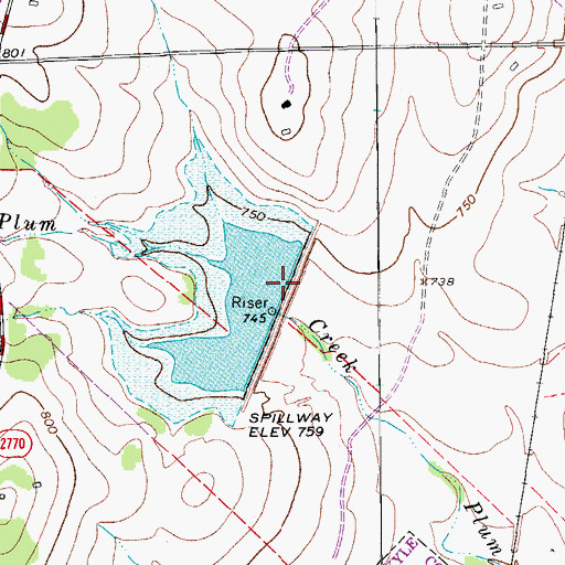 Topographic Map of Soil Conservation Service Site 1 Dam, TX