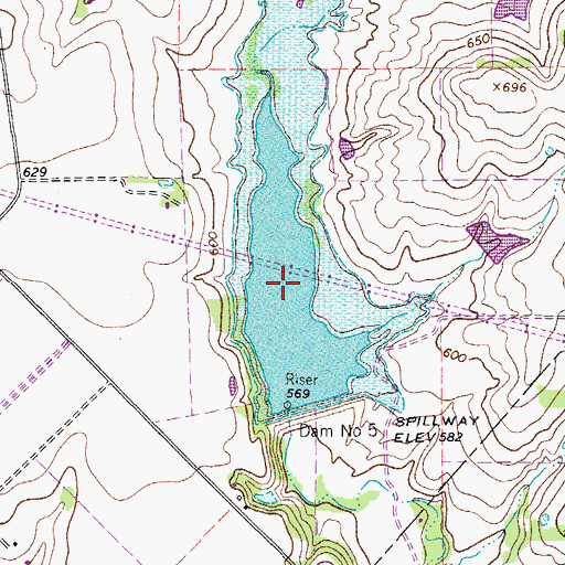 Topographic Map of Soil Conservation Service Site 5 Reservoir, TX