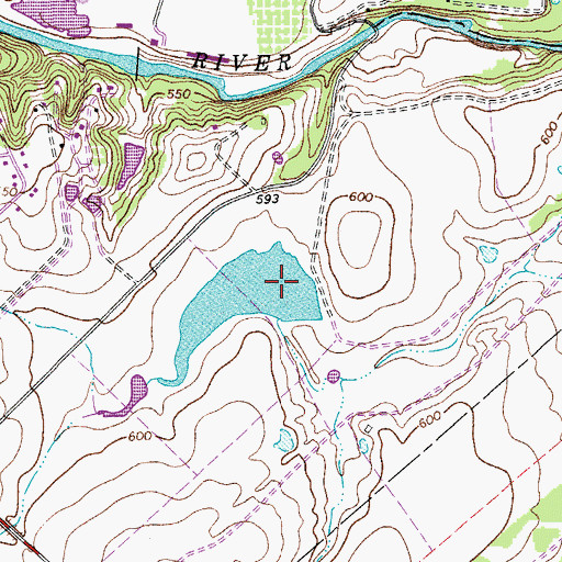 Topographic Map of John F Baugh Dam, TX