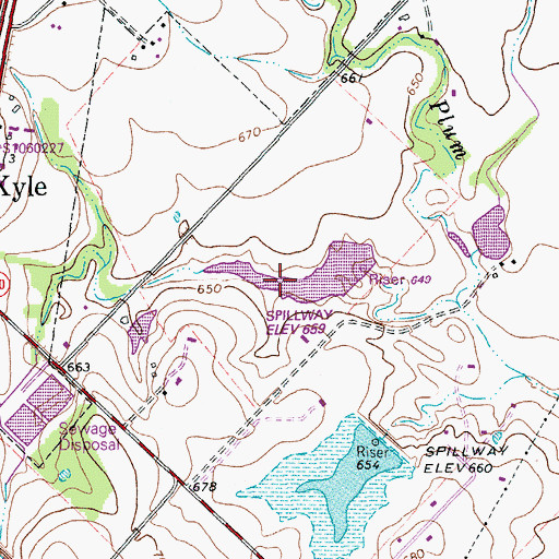 Topographic Map of Soil Conservation Service Site 2 Reservoir, TX