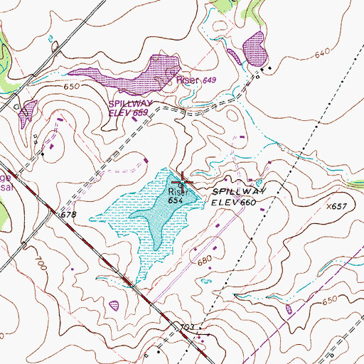 Topographic Map of Soil Conservation Service Site 3 Dam, TX