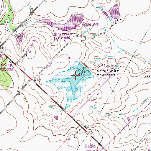 Topographic Map of Soil Conservation Service Site 3 Reservoir, TX