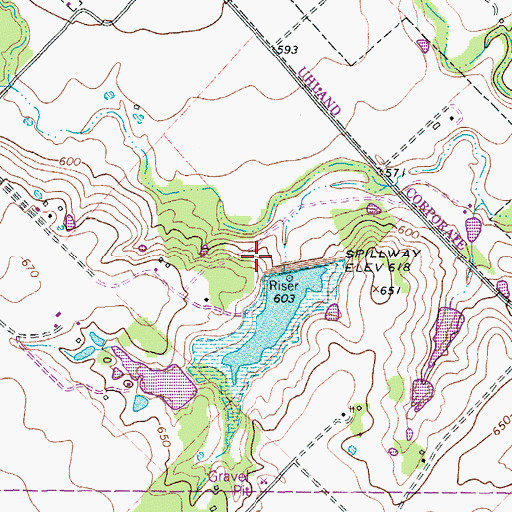 Topographic Map of Soil Conservation Service Site 4 Dam, TX