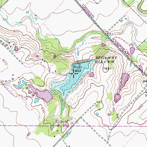 Topographic Map of Soil Conservation Service Site 4 Reservoir, TX
