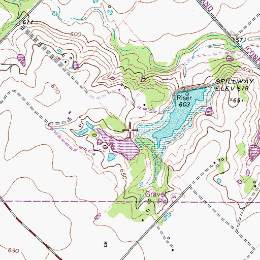 Topographic Map of M D Heatly Dam, TX