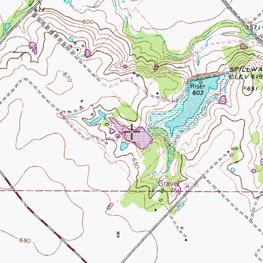 Topographic Map of M D Heatly Reservoir, TX