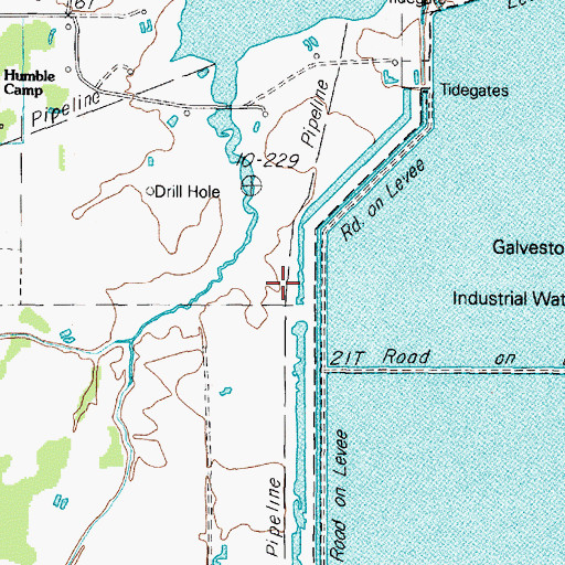 Topographic Map of Galveston County Water Reservoir Dam, TX
