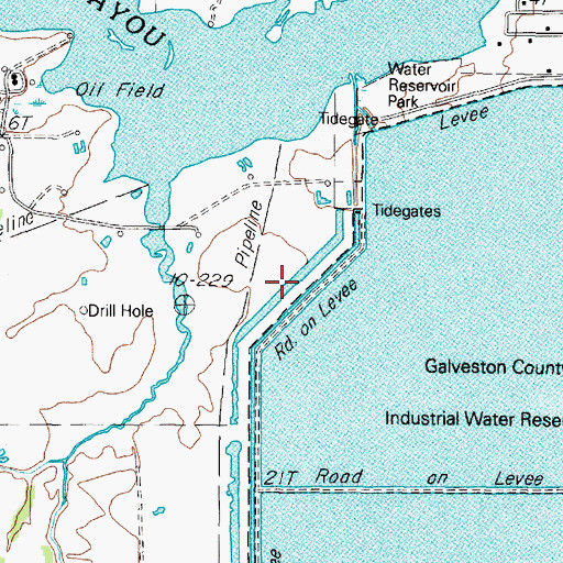 Topographic Map of Galveston County Water Reservoir, TX