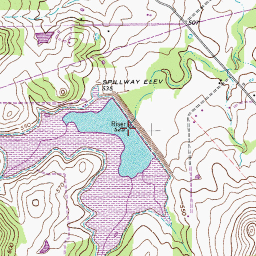 Topographic Map of Soil Conservation Service Site 11 Dam, TX