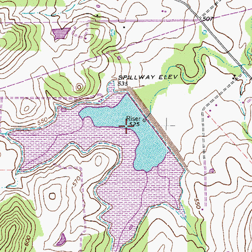 Topographic Map of Soil Conservation Service Site 11 Reservoir, TX