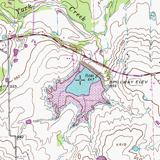 Topographic Map of Soil Conservation Service Site 6 Reservoir, TX