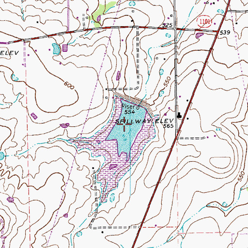 Topographic Map of Soil Conservation Service Site 8 Reservoir, TX