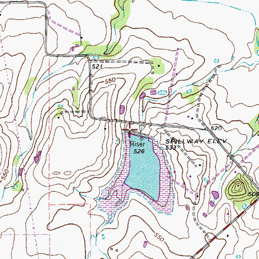 Topographic Map of Soil Conservation Service Site 9 Dam, TX
