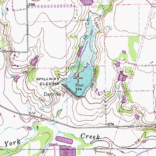 Topographic Map of Soil Conservation Service Site 7 Reservoir, TX