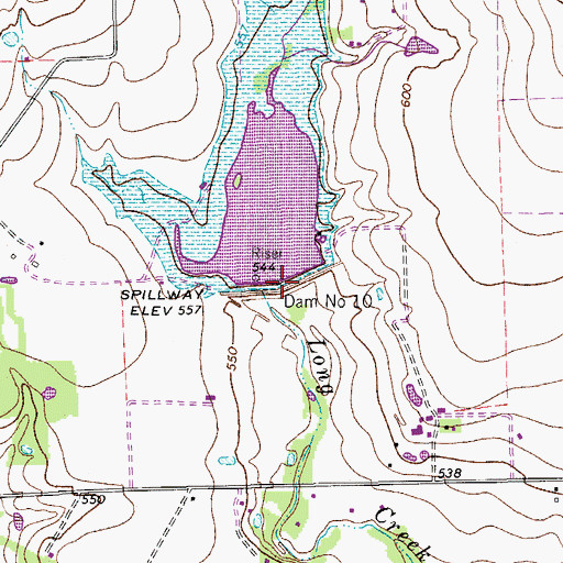 Topographic Map of Soil Conservation Service Site 10 Dam, TX