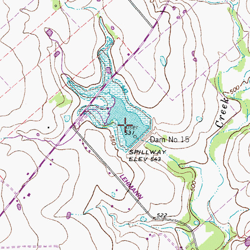 Topographic Map of Soil Conservation Service Site 15 Dam, TX