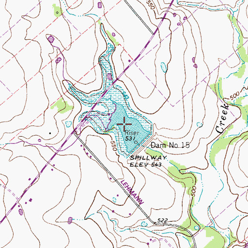 Topographic Map of Soil Conservation Service Site 15 Reservoir, TX