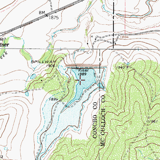 Topographic Map of Soil Conservation Service Site 16 Reservoir, TX