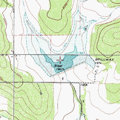 Topographic Map of Soil Conservation Service Site 38 Reservoir, TX