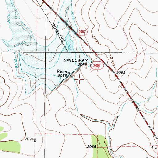 Topographic Map of Soil Conservation Service Site 34 Dam, TX