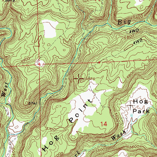 Topographic Map of Hog Point, CO