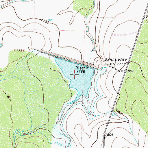Topographic Map of Soil Conservation Service Site 5-2 Reservoir, TX