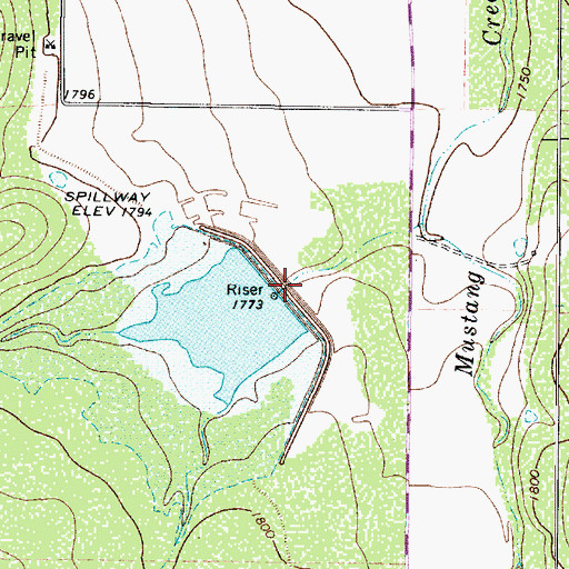 Topographic Map of Soil Conservation Service Site 2 Dam, TX