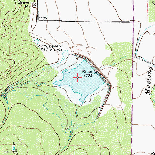 Topographic Map of Soil Conservation Service Site 2 Reservoir, TX