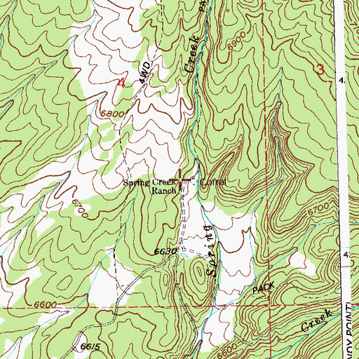 Topographic Map of Spring Creek Ranch, CO