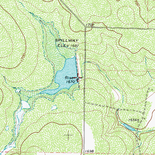 Topographic Map of Soil Conservation Service Site 9 Dam, TX
