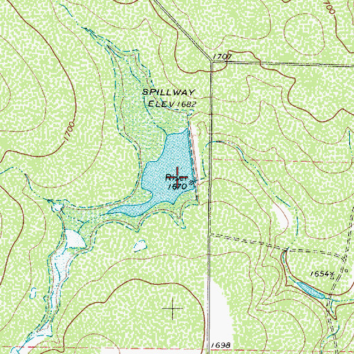 Topographic Map of Soil Conservation Service Site 9 Reservoir, TX