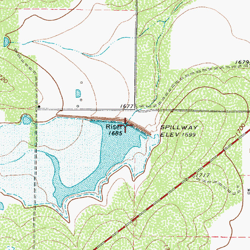 Topographic Map of Soil Conservation Service Site 8 Dam, TX