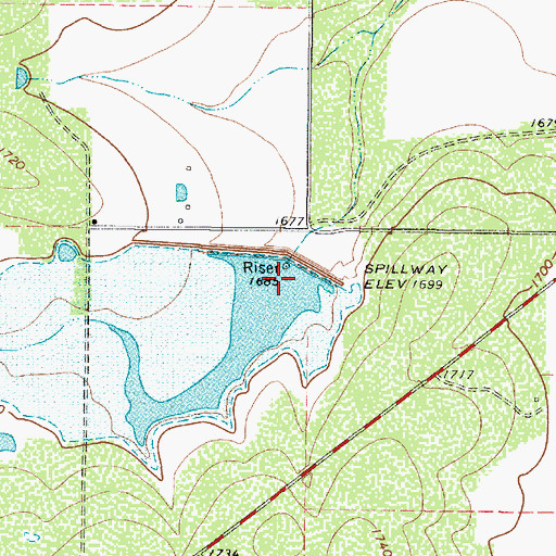 Topographic Map of Soil Conservation Service Site 8 Reservoir, TX