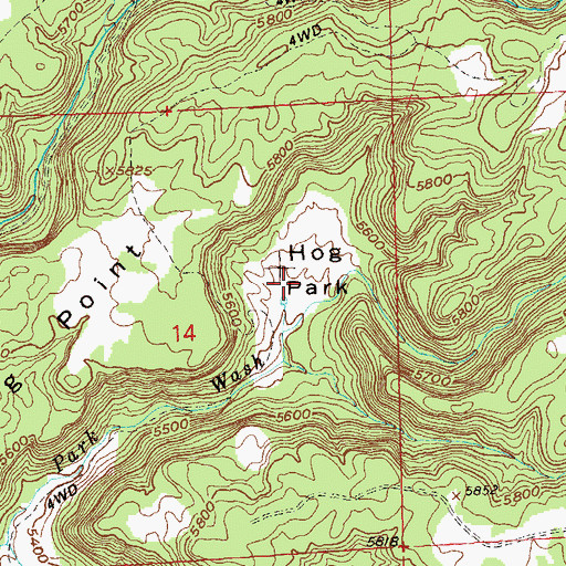 Topographic Map of Hog Park, CO