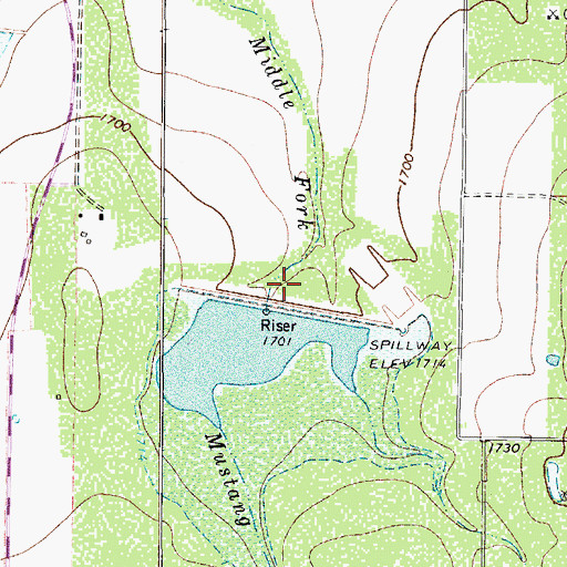 Topographic Map of Soil Conservation Service Site 3 Dam, TX
