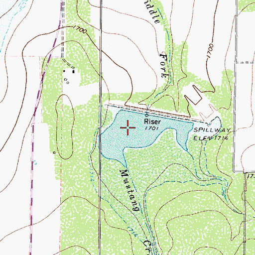 Topographic Map of Soil Conservation Service Site 3 Reservoir, TX