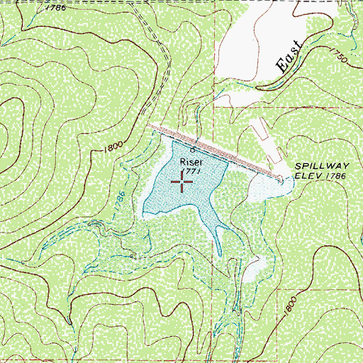 Topographic Map of Soil Conservation Service Site 1 Reservoir, TX