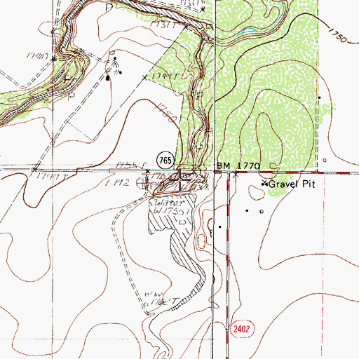 Topographic Map of W H Ellis Dam, TX