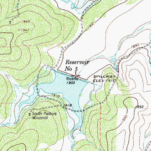 Topographic Map of Soil Conservation Service Site 5 Dam, TX
