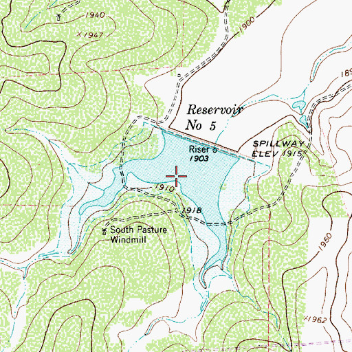 Topographic Map of Soil Conservation Service Site 5 Reservoir, TX