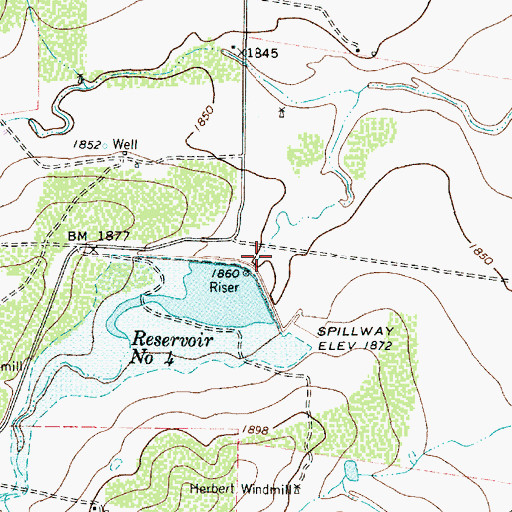 Topographic Map of Soil Conservation Service Site 4 Dam, TX