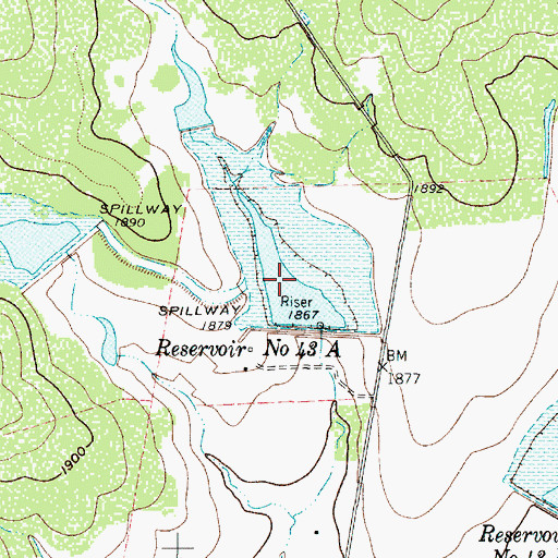 Topographic Map of Soil Conservation Service Site 43a Reservoir, TX