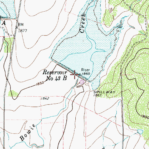 Topographic Map of Soil Conservation Service Site 43b Dam, TX