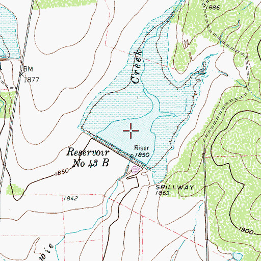 Topographic Map of Soil Conservation Service Site 43b Reservoir, TX