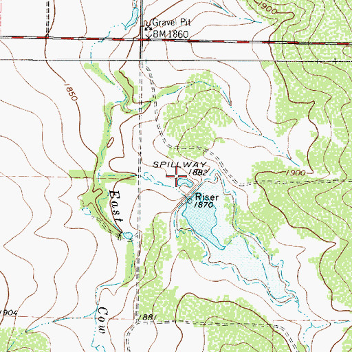Topographic Map of Soil Conservation Service Site 10 Reservoir, TX
