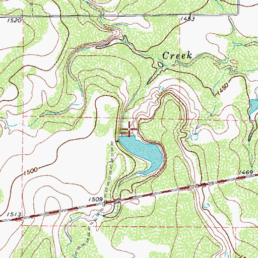 Topographic Map of J L Cox Estate Lake Dam, TX