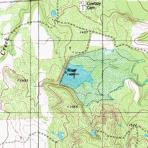 Topographic Map of Soil Conservation Service Site 5 Reservoir, TX