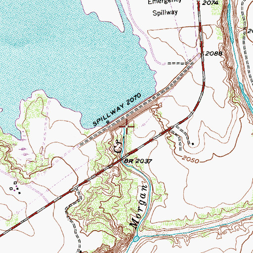 Topographic Map of Lake Colorado City Dam, TX
