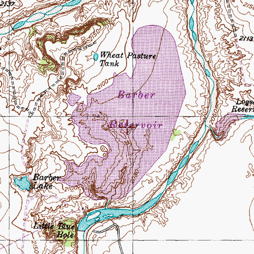 Topographic Map of Barber Reservoir, TX